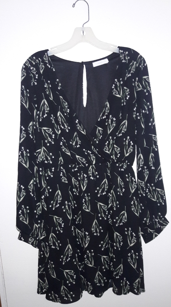 LUSH black & beige/tan print dress